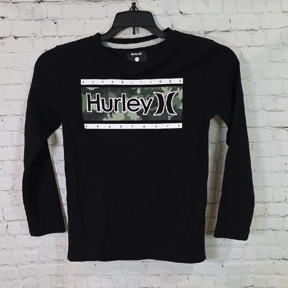 Boys Hurley‎ Black Camo Logo Long Sleeve Tee 10-12